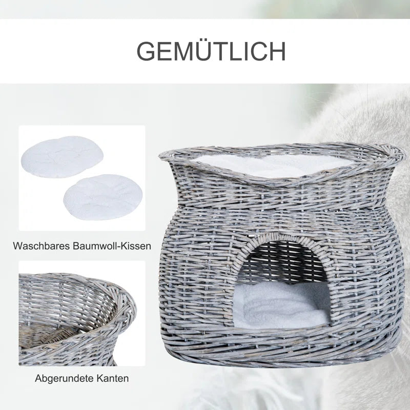 2-Tier Basket Weave Cat Bed: A Perfect Blend of Style and Comfort