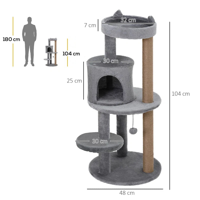 Grady 104Cm H Cat Tree: Exclusive Multi-Functional Haven for Happy Cats