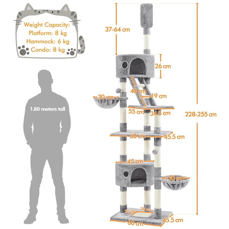 Samira 255Mm H Cat Tree - Premium Climbing Adventure for Your Feline Friend