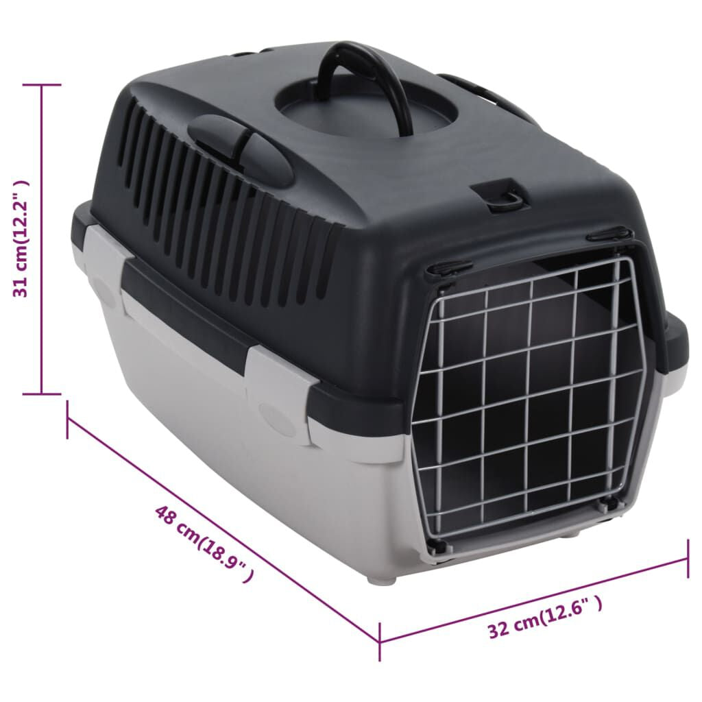 Pet Transport Box Grey and Black – Premium Quality, Secure, and Lightweight for Hassle-Free Travels