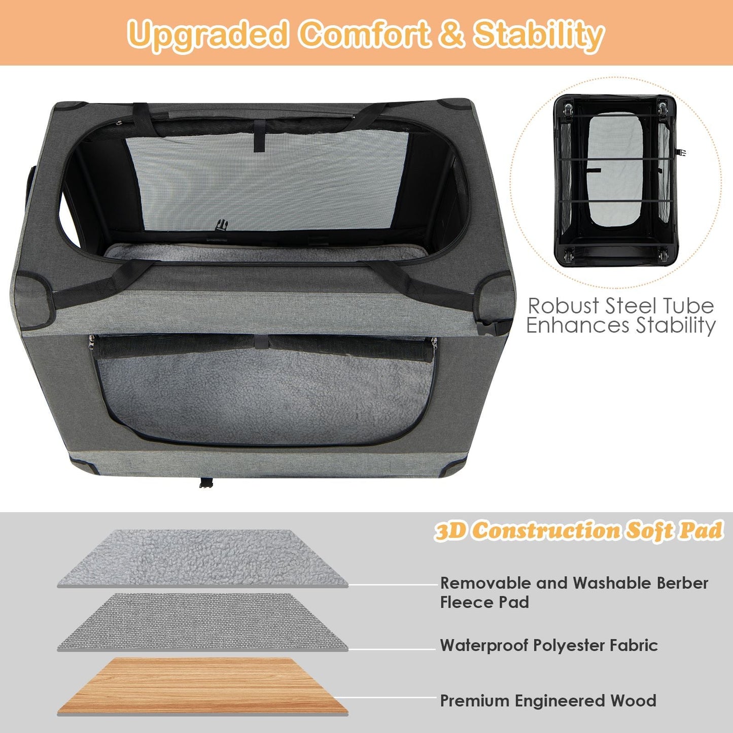 3-Door Folding Cat Carrier with Wheels and Removable Mat – Exclusive, Spacious, and Convenient Pet Transport