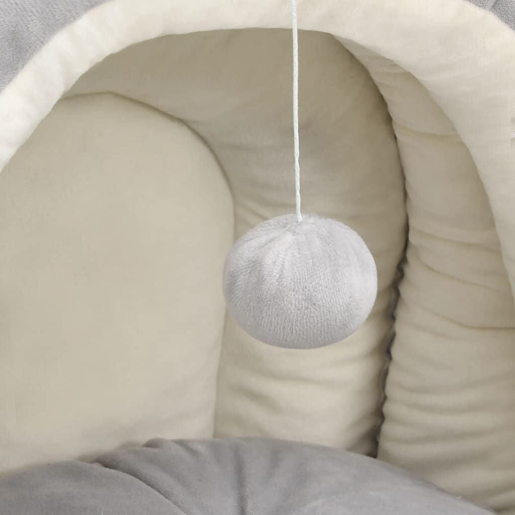 Cat Bed Grey and Cream: Luxurious 50x50x45 cm Fleece Lounger for Cats