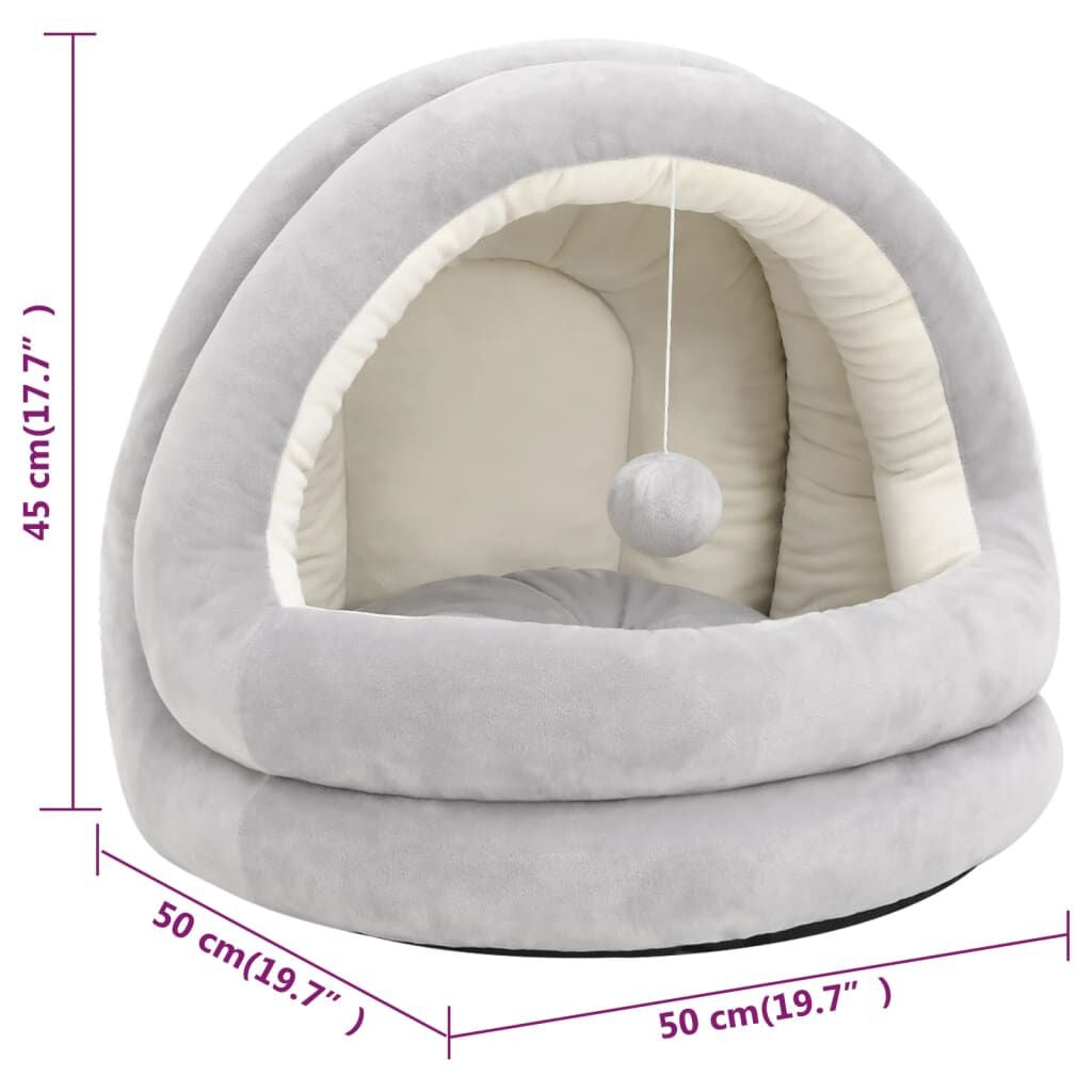 Cat Bed Grey and Cream: Luxurious 50x50x45 cm Fleece Lounger for Cats