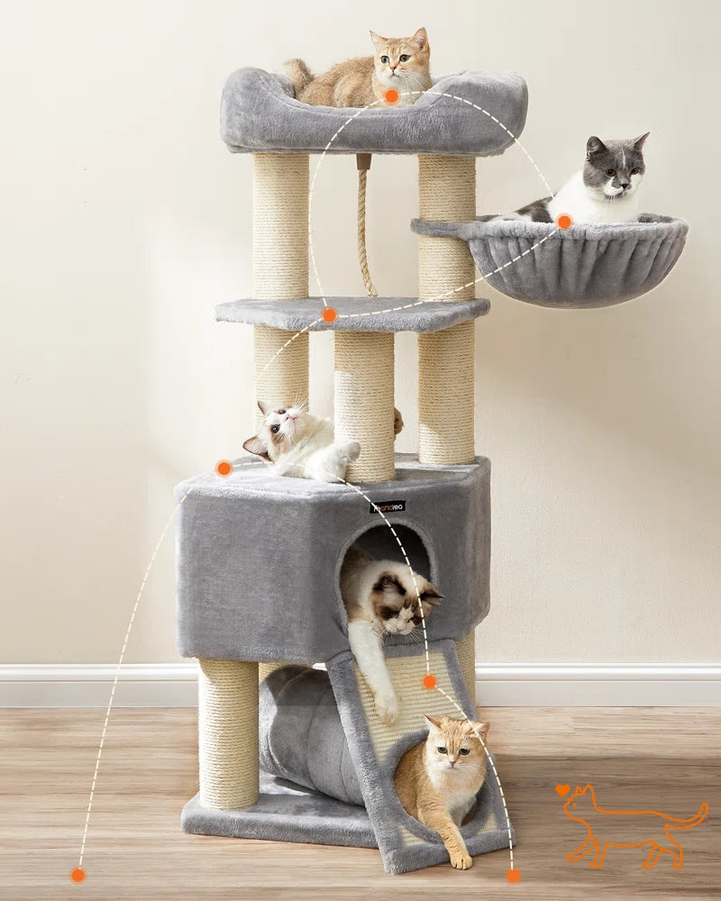 141cm H Cat Tree: Ultimate Multi-Level Playground for Your Cat