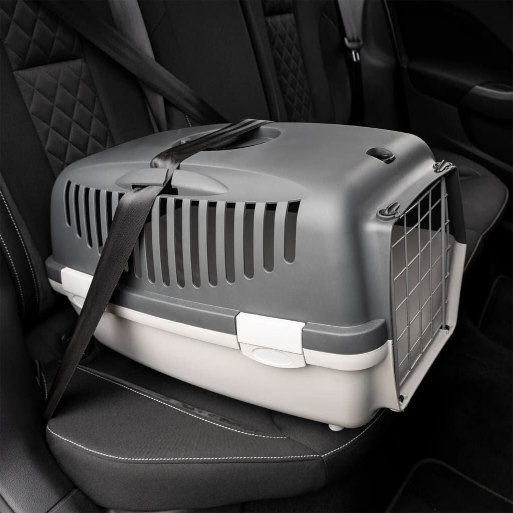 Pet Transport Box Grey and Black – Premium Quality, Secure, and Lightweight for Hassle-Free Travels