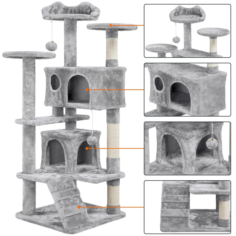 Tristin 138.5cm H Cat Tree - Exclusive Multi-Level Haven for Active Cats