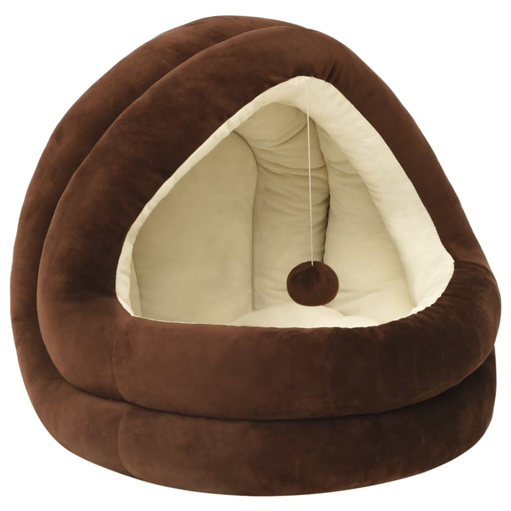 Cat Bed Grey and Cream: Luxurious 50x50x45 cm Fleece Lounger for Cats
