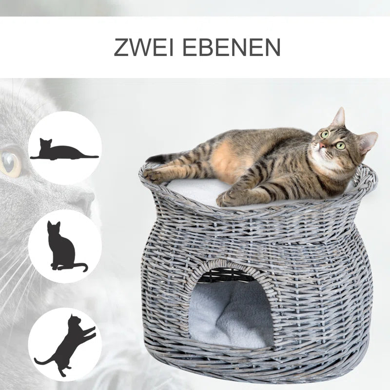 2-Tier Basket Weave Cat Bed: A Perfect Blend of Style and Comfort