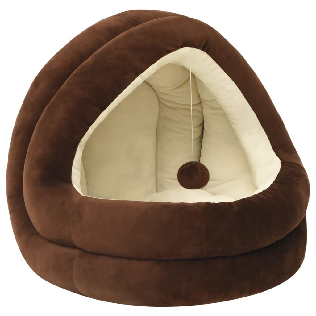 Cat Bed Grey and Cream: Luxurious 50x50x45 cm Fleece Lounger for Cats