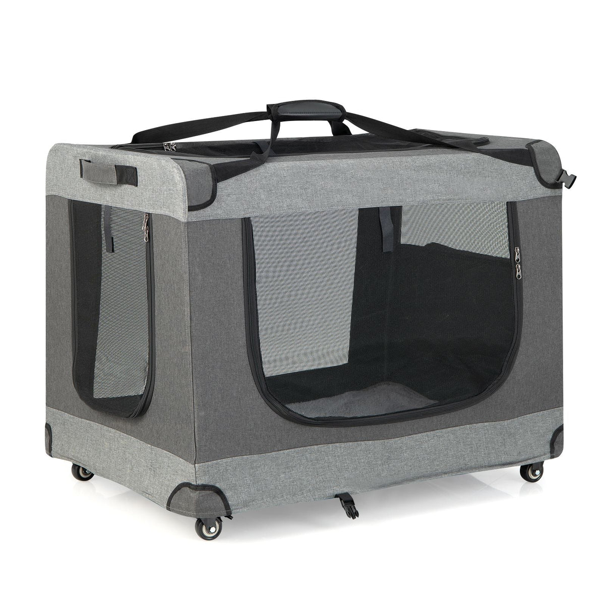 3-Door Folding Cat Carrier with Wheels and Removable Mat – Exclusive, Spacious, and Convenient Pet Transport