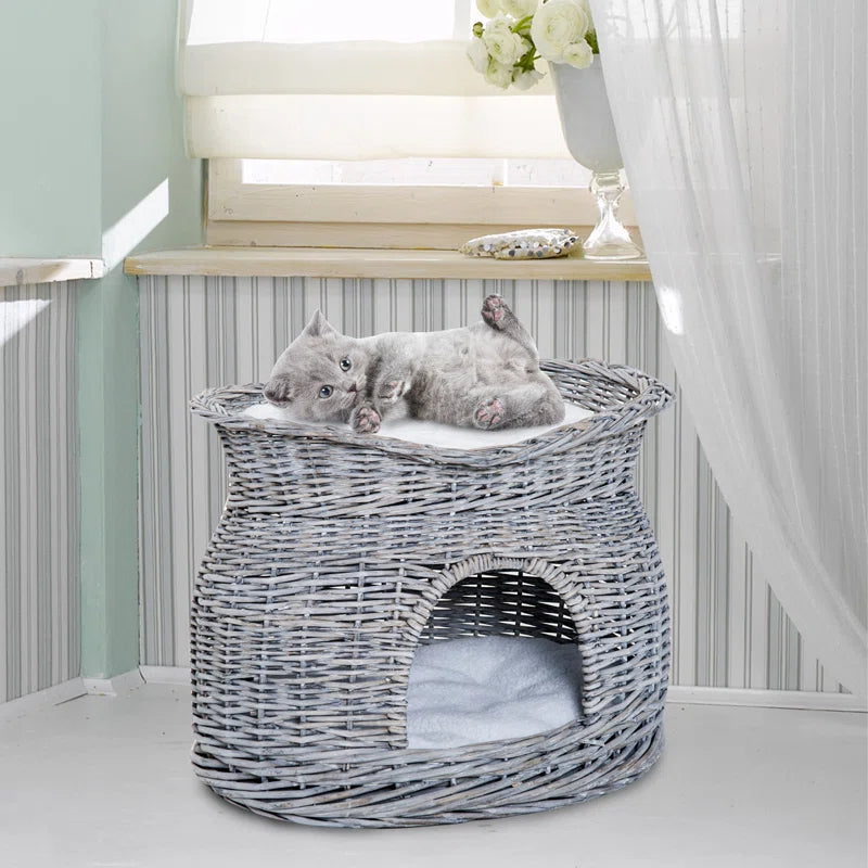 2-Tier Basket Weave Cat Bed: A Perfect Blend of Style and Comfort