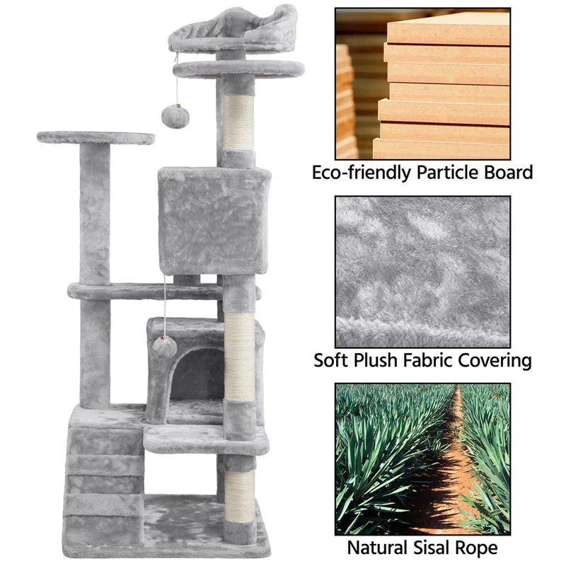 Tristin 138.5cm H Cat Tree - Exclusive Multi-Level Haven for Active Cats